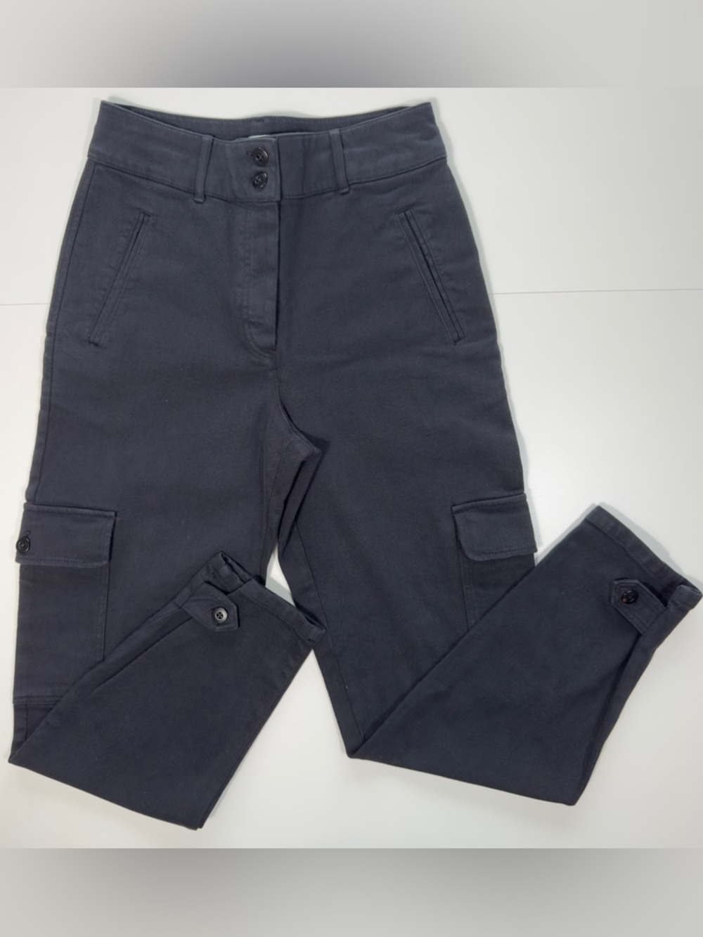 Sleek Black Cargo Ankle Pants